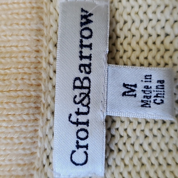 CROFT & BARROW, lightweight 100% cotton yellow and white sweater. - Picture 9 of 12